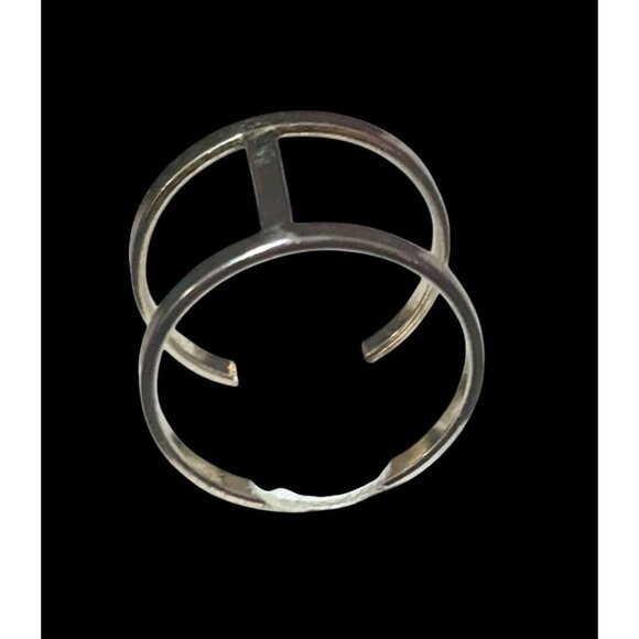 Modern Silver Tone Double Layer Cage Ring Size 9 - Picture 8 of 11